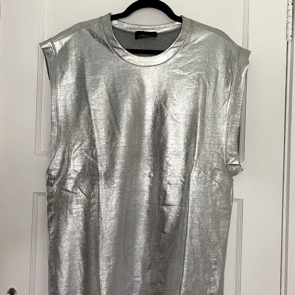 Phillip Lim Silver Metallic Sleeveless Top